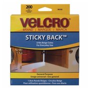 Velcro Brand Cloth Tie 035462 Cloth Tie Sticky-Back Dot Roll With Dispenser Box; Hook And Loop; Beige; Pack - 200 35462